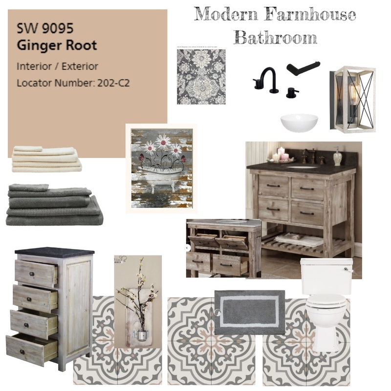 Modern Farmhouse Bathroom Mood Board by Repurposed Interiors on Style Sourcebook