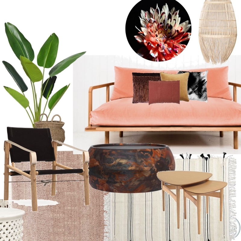 Sustainable Living Room - Pink Plush Dreamer Mood Board by rachelmain on Style Sourcebook