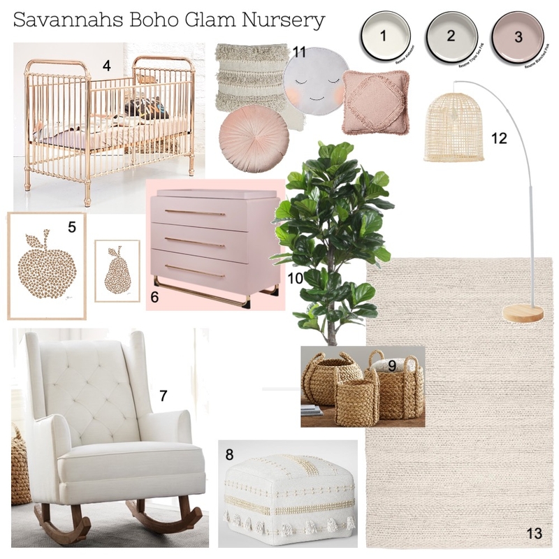 Boho Glam Nursery Mood Board by ErinPetracco on Style Sourcebook