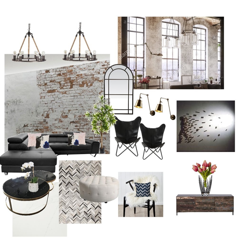 black and white industrial lounge Mood Board by glynis on Style Sourcebook