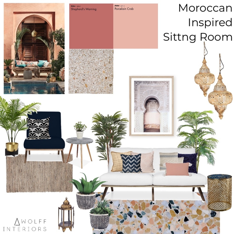 Moroccan Inspired Sitting Room Mood Board by awolff.interiors on Style Sourcebook