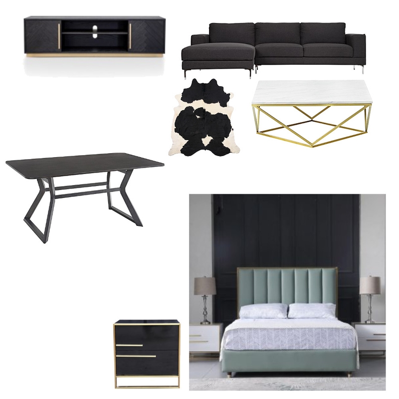 gold n black chic Interior Design Mood Board by bella1