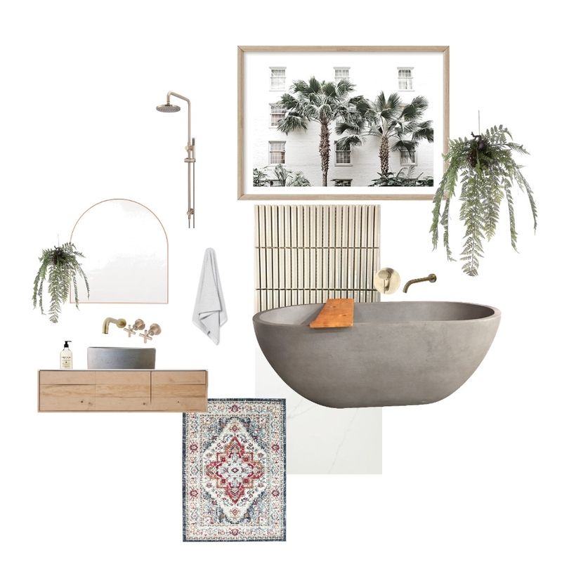 Earthy Boho Bathroom Mood Board by elisesorge on Style Sourcebook