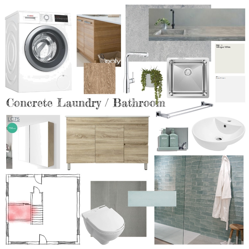 Concrete Bathroom Mood Board by ShellyG on Style Sourcebook