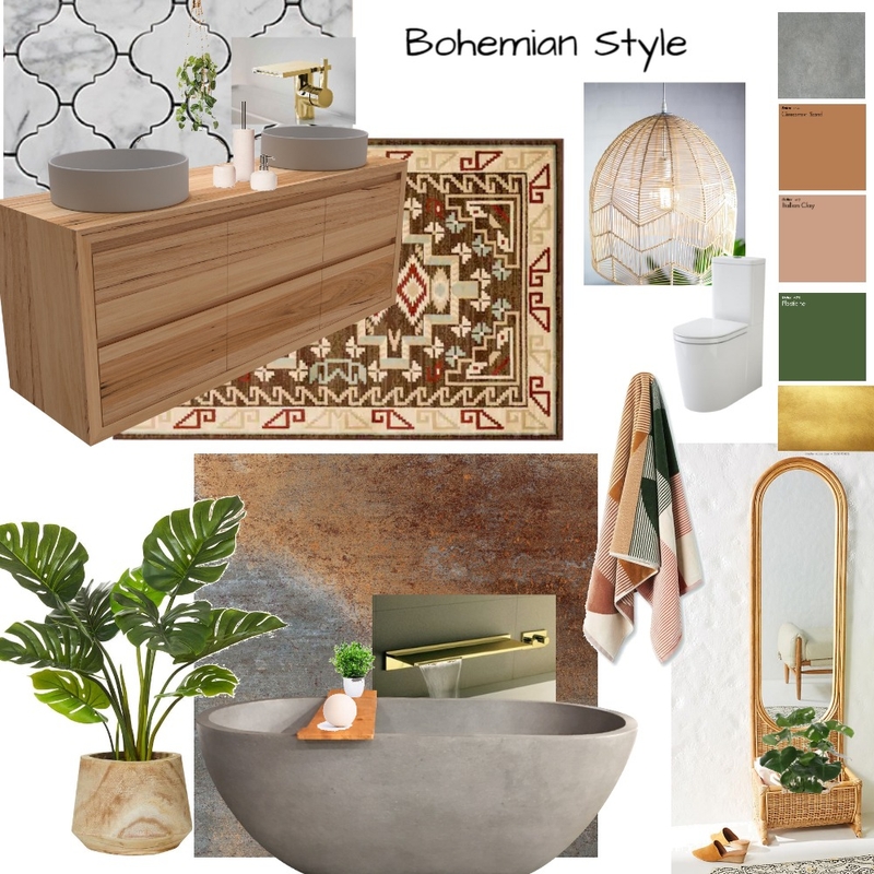 Bohemian Bathroom Mood Board by Eestin Bubb on Style Sourcebook