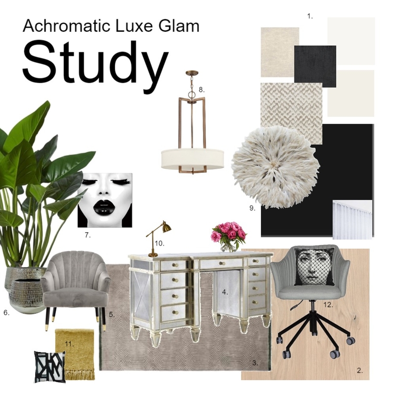 Achromatic Luxe Glam Office Mood Board by Studio 33 on Style Sourcebook