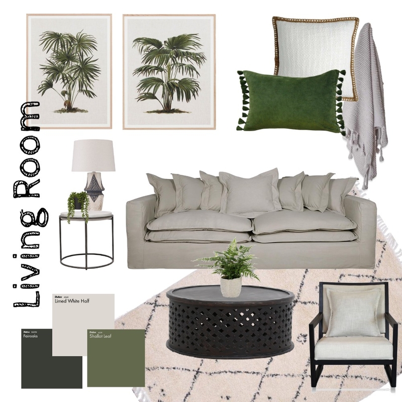 Living Room Tropical Interior Design Mood Board by bronwynfox