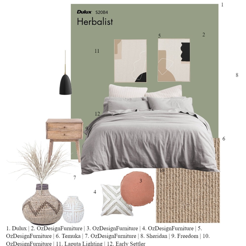 green bedroom Mood Board by StephanieBeatty on Style Sourcebook