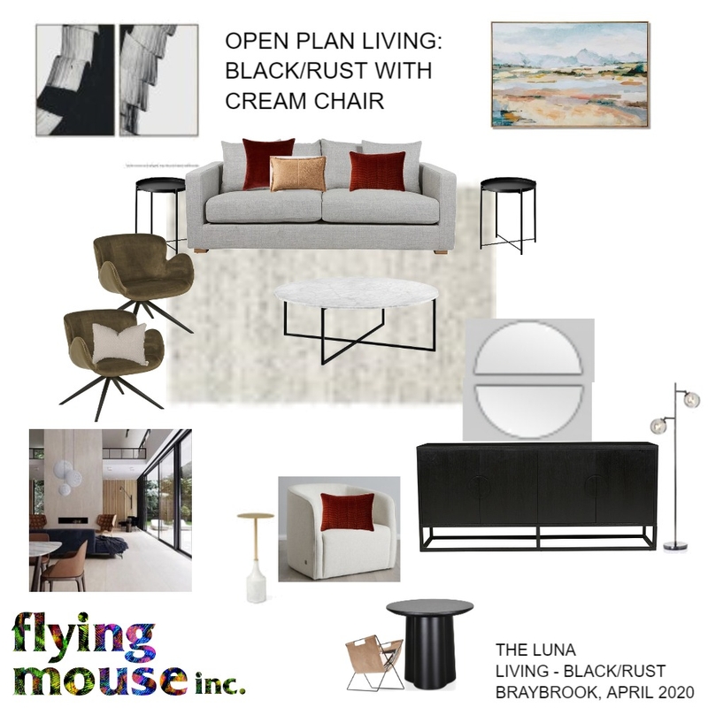 Living - Rust/Black & Cream chair Mood Board by Flyingmouse inc on Style Sourcebook