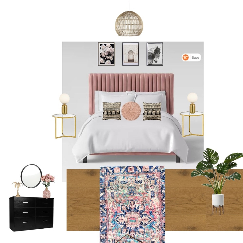 Blush pink bed bedroom design Mood Board by lamicious on Style Sourcebook