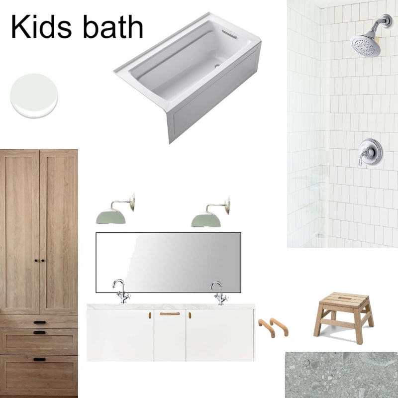 Kids bath stacked subway with terazzo green light Mood Board by knadamsfranklin on Style Sourcebook