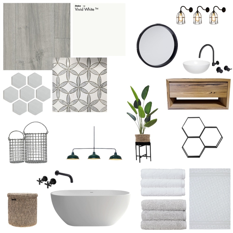 Modern Farmhouse Bathroom Mood Board by lexibrulotte on Style Sourcebook