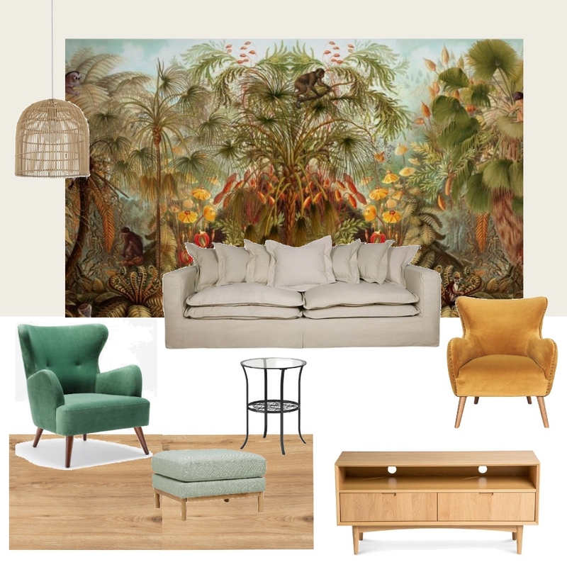 boho living room green jungle Mood Board by Holi Home on Style Sourcebook