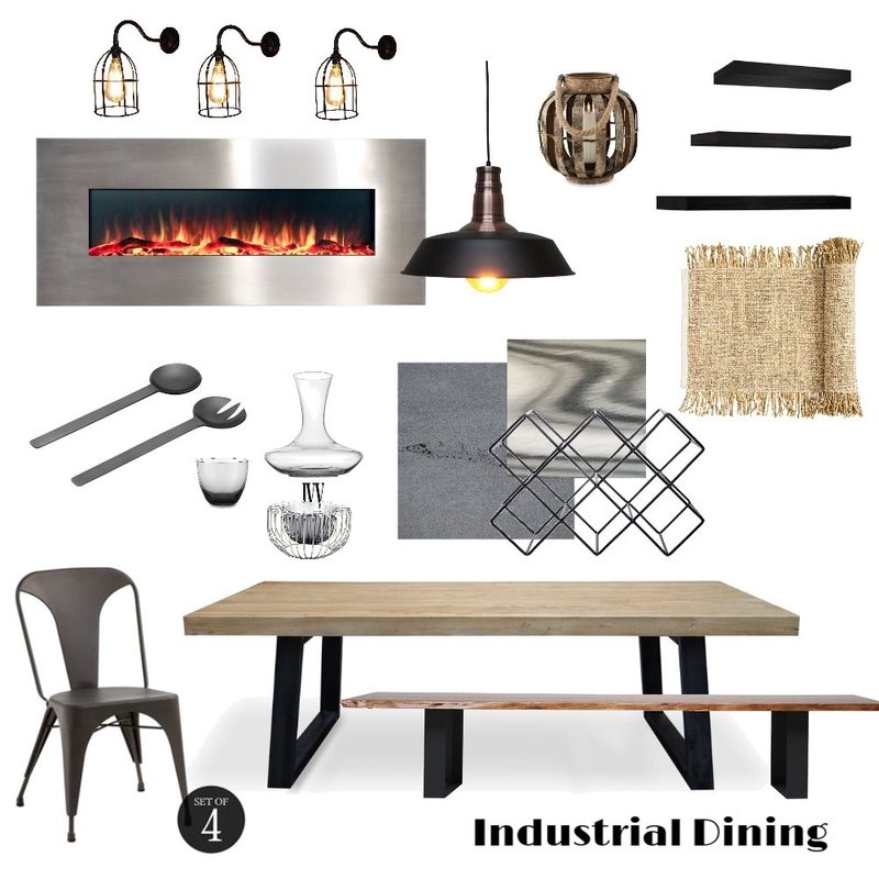 Industrial Dining Interior Design Mood Board by MerakiDesire Industrial Dining Interior Design Mood Board by MerakiDesire