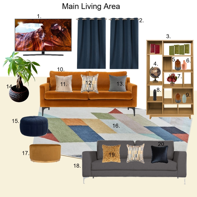 sample board - Airbnb Living Mood Board by momomo on Style Sourcebook