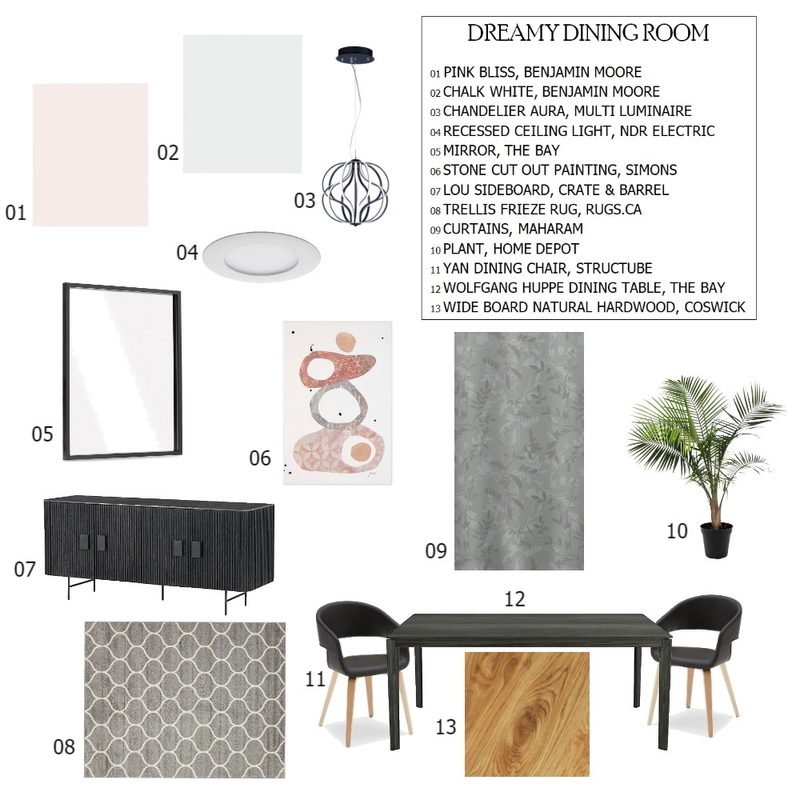 Module 9 Dining Room - Sample Board Mood Board by bhavishapatel on Style Sourcebook