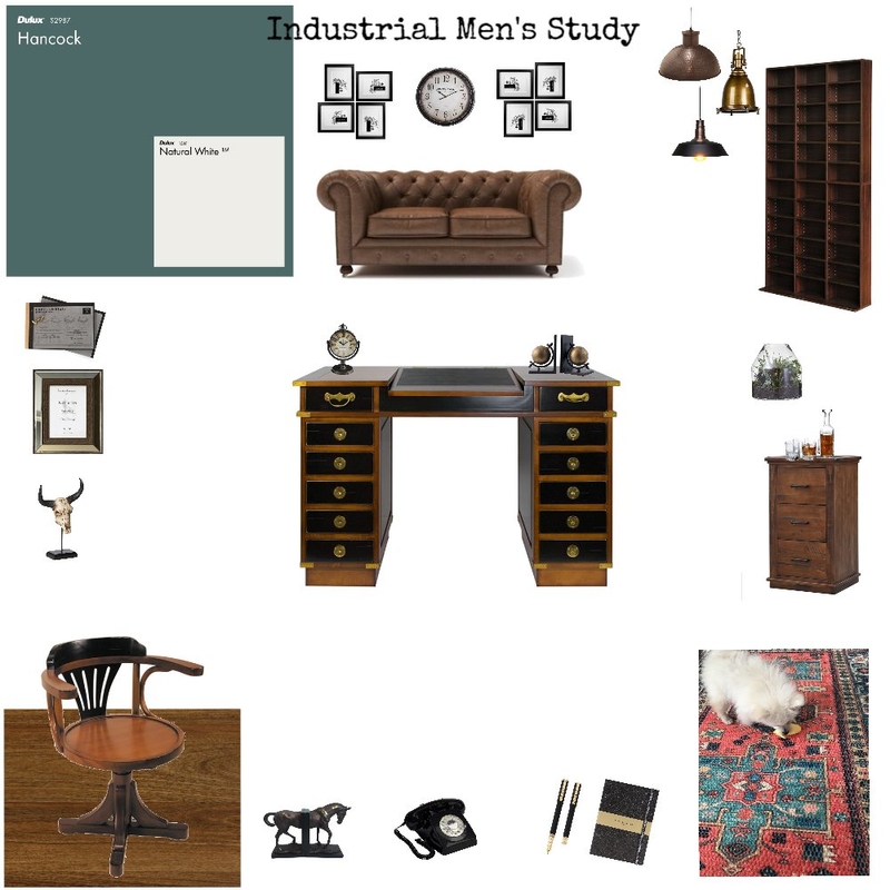 Industrial Men's Study Mood Board by njparker@live.com.au on Style Sourcebook