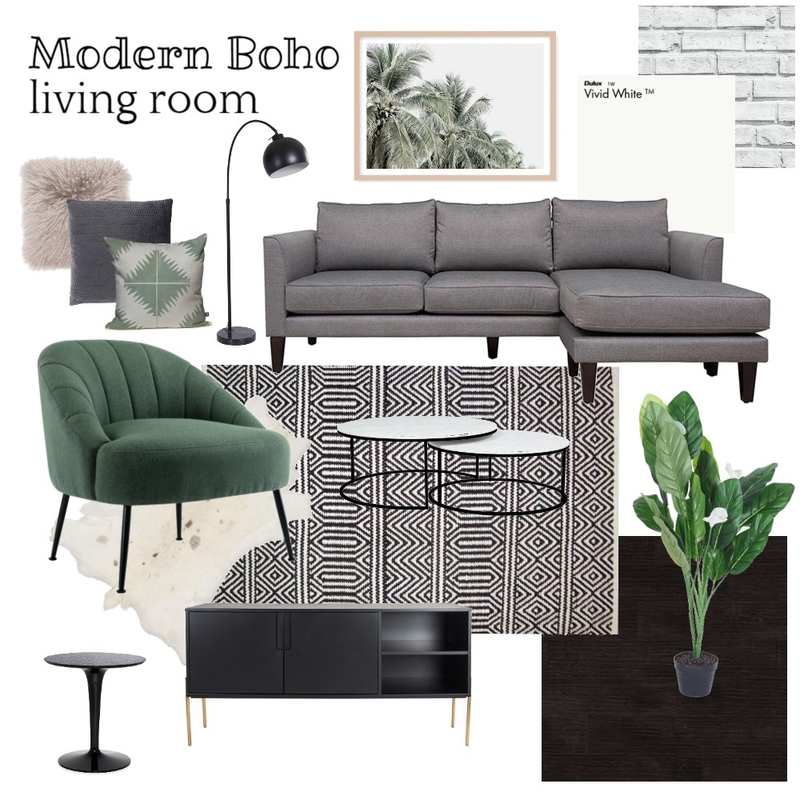 Modern Boho Living Room Mood Board by janiehachey on Style Sourcebook