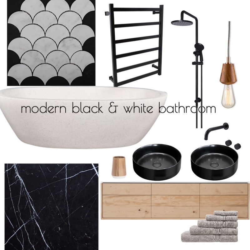 Black and white bathroom Mood Board by sarahsnowchic on Style Sourcebook