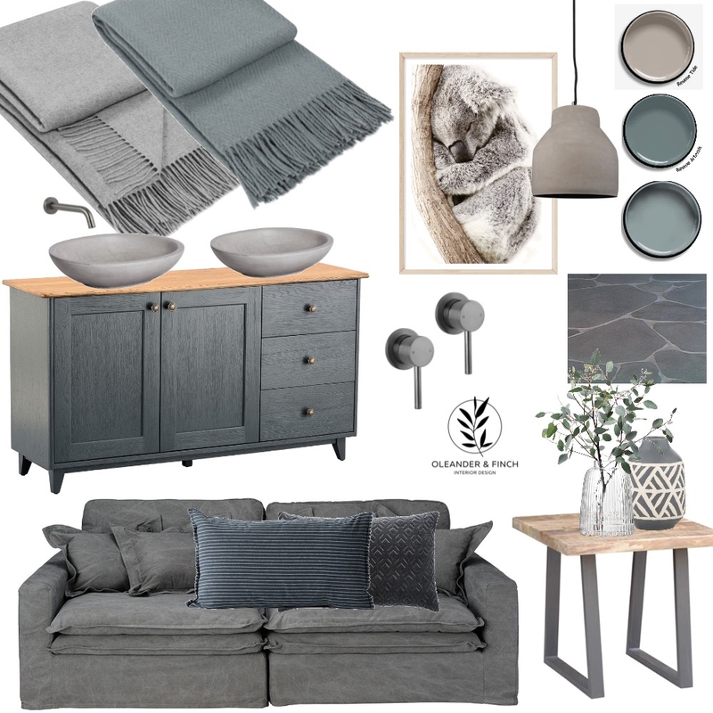 Blue brown Mood Board by Oleander & Finch Interiors on Style Sourcebook