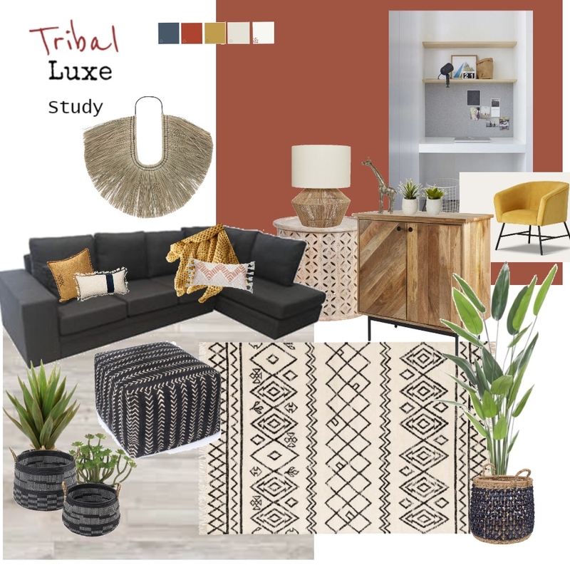 Tribal Luxe Study Mood Board by Essence Home Styling on Style Sourcebook