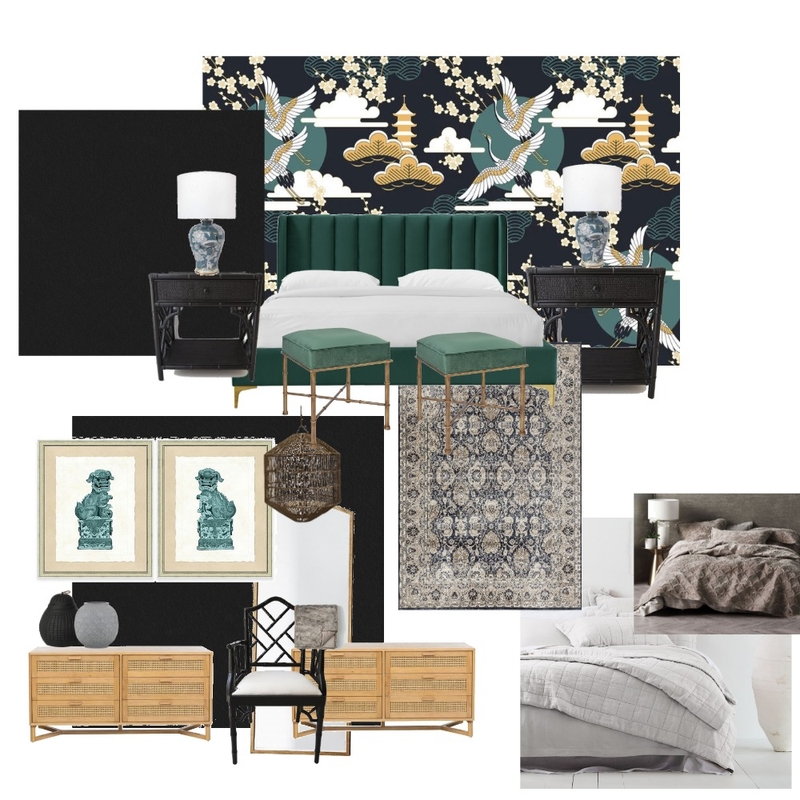 Asian Modern Masculine Bedroom Mood Board by Eirynfox on Style Sourcebook