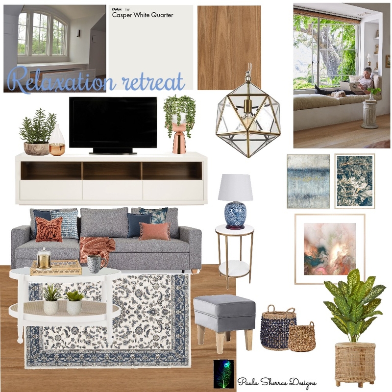 Relaxation Retreat Mood Board by Paula Sherras Designs on Style Sourcebook