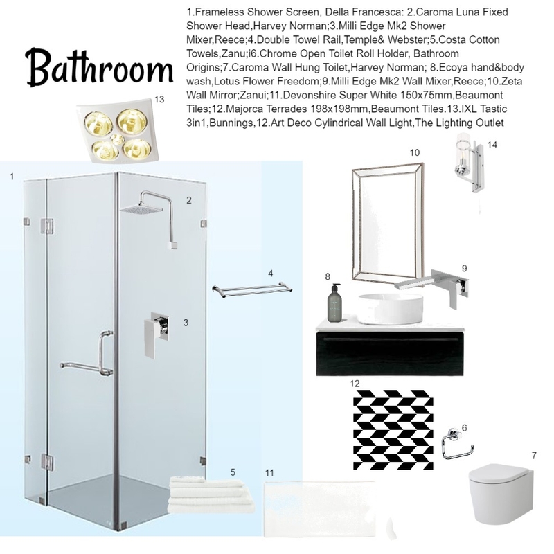 Acromatic Bathroom Mood Board by SharonFitz on Style Sourcebook