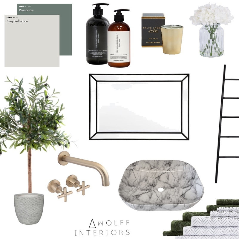 Olive Inspired Luxe Bathroom Mood Board by awolff.interiors on Style Sourcebook