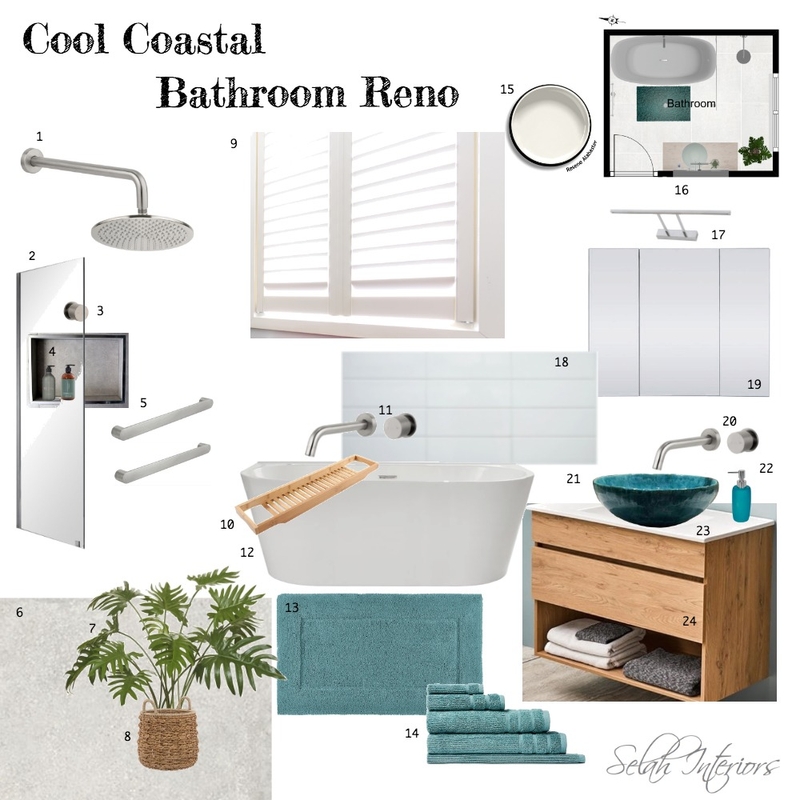 Coastal bathroom reno Mood Board by Selah Interiors on Style Sourcebook