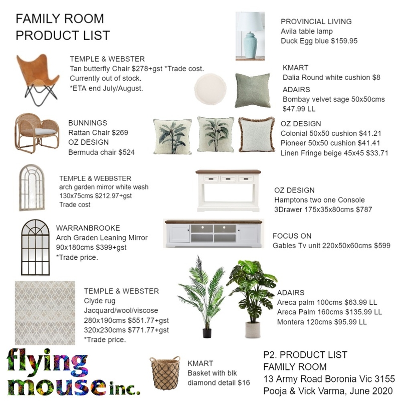 Pooja - P2.Product List: Family Rooom Mood Board by Flyingmouse inc on Style Sourcebook