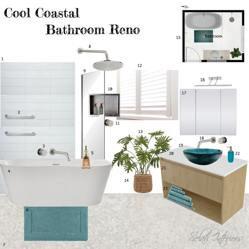 Coastal bathroom reno Mood Board by Selah Interiors on Style Sourcebook