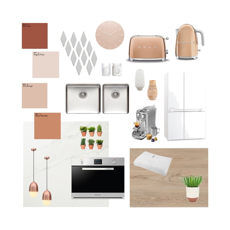 Pink Natural Tone Kitchen Mood Board by Steph Nereece on Style Sourcebook