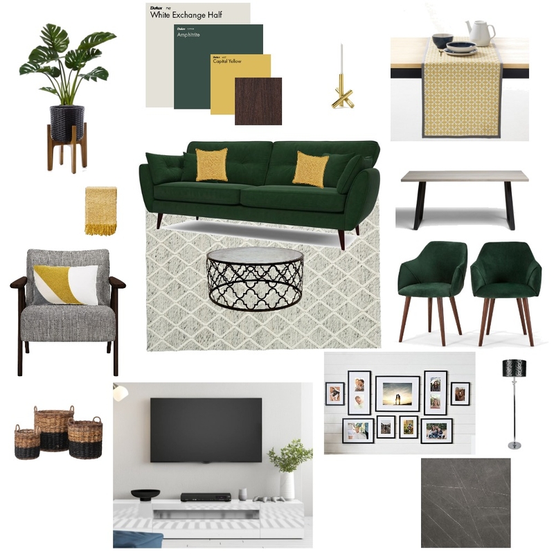 Bottle green/ yellow accent Mood Board by RFernandez on Style Sourcebook