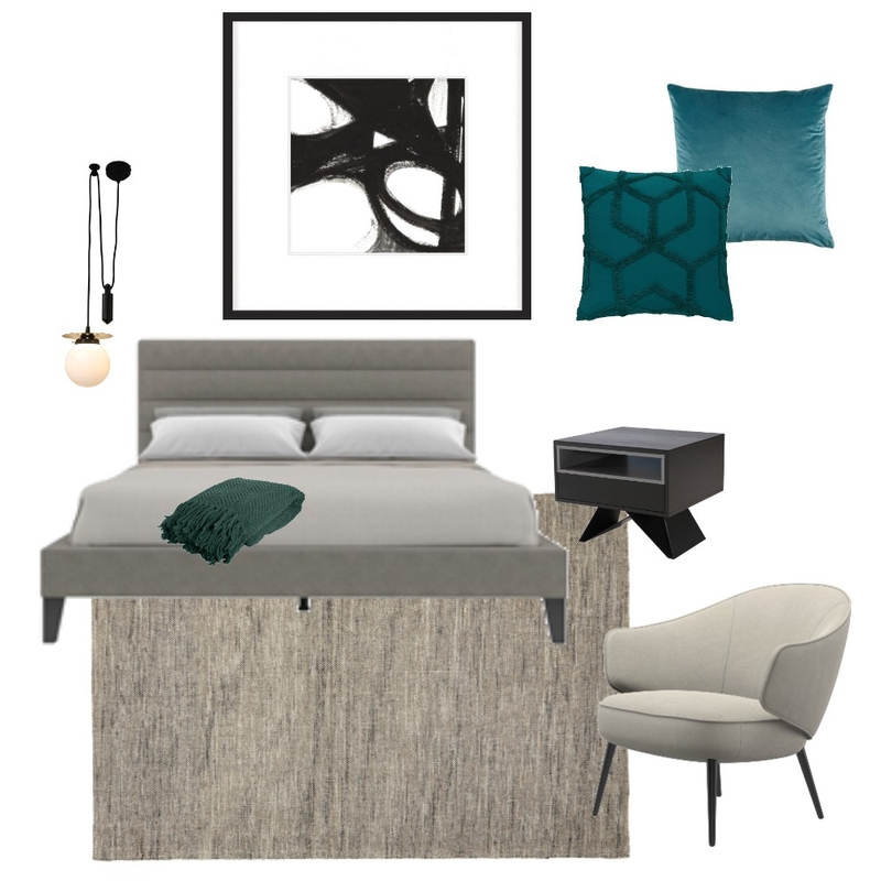 Moody bedroom Interior Design Mood Board by alveena