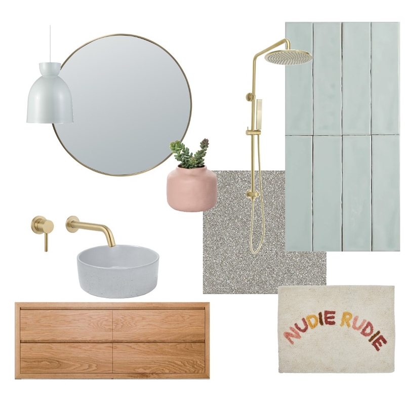 Brass and Blue bathroom Mood Board by Two By Two Design on Style Sourcebook