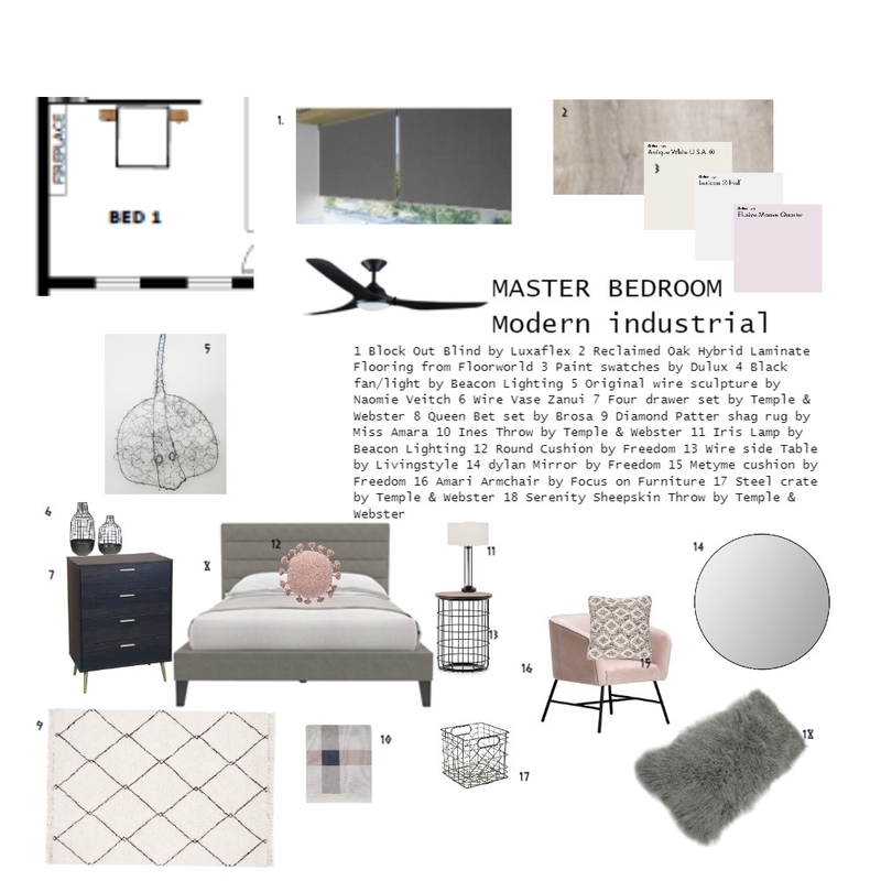 sample board master bedroom Mood Board by mjallen on Style Sourcebook