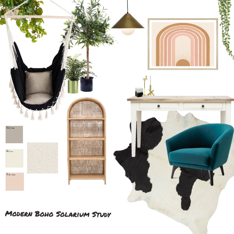 Modern Boho Solarium Study Mood Board by Kozi Interiors on Style Sourcebook