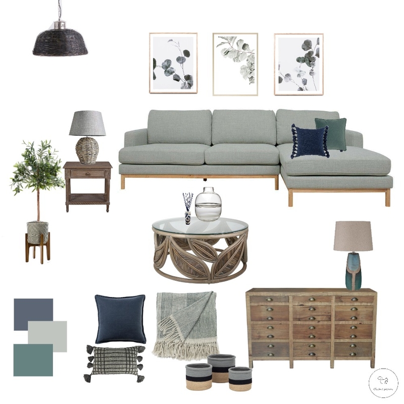 Blue and Green living room Mood Board by Chestnut Interior Design on Style Sourcebook