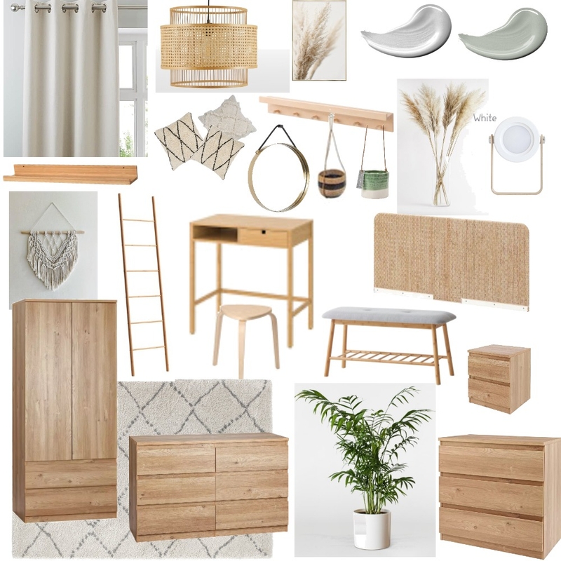 Janie's Bedroom - Final with rattan headboard Mood Board by Jacko1979 on Style Sourcebook