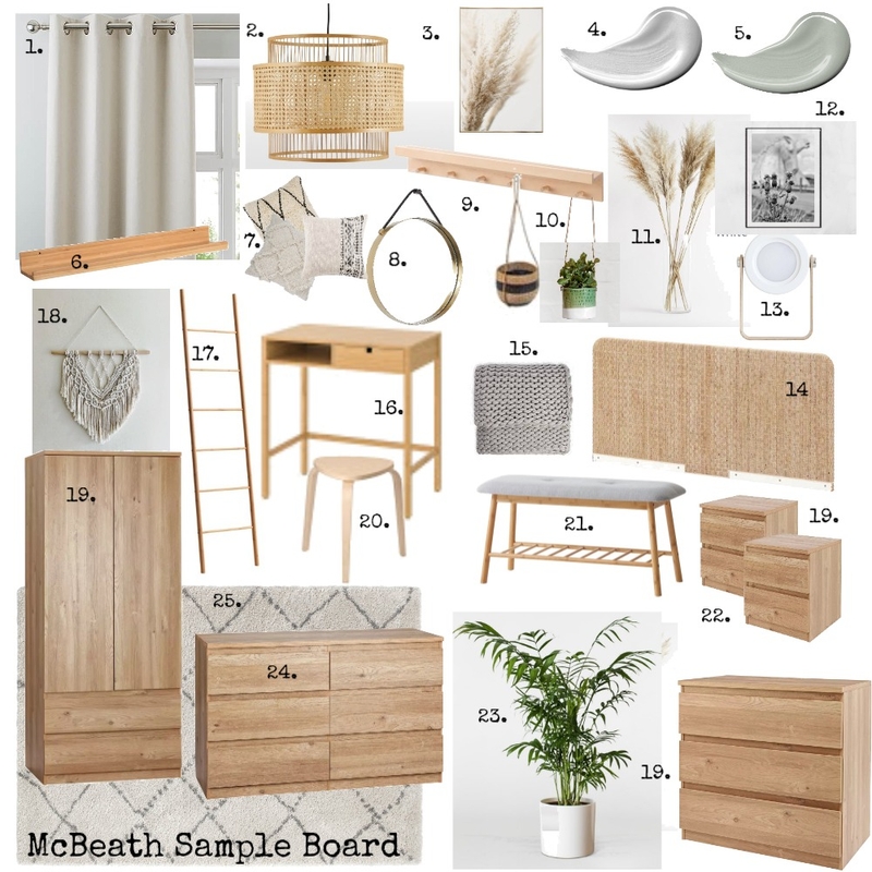 Janie's Bedroom - Final with numbers Mood Board by Jacko1979 on Style Sourcebook