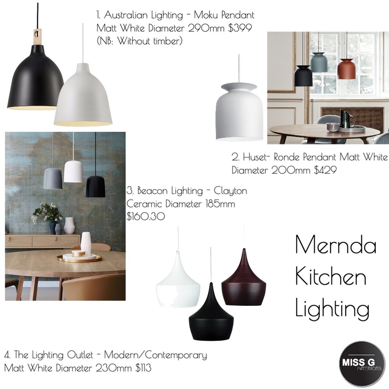 Mernda Kitchen Lighting Mood Board by MISS G Interiors on Style Sourcebook