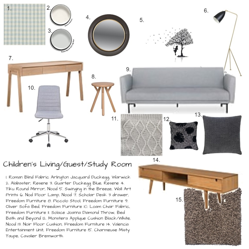 Children's Living/Guest/Study Sample Board Mood Board by Christina Clifford on Style Sourcebook