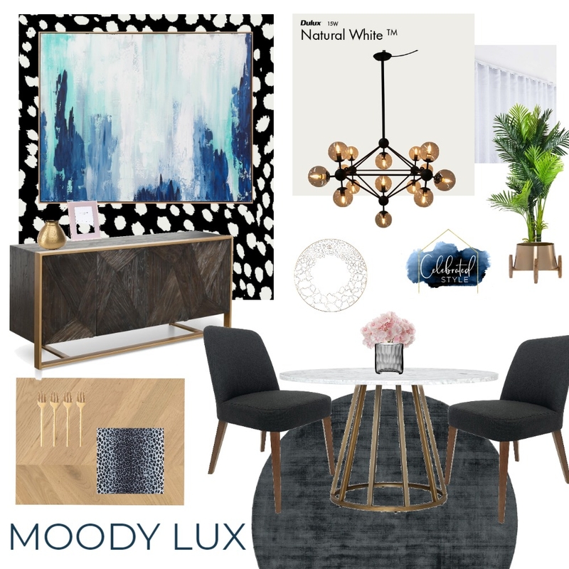 Dining Room Moody Lux Mood Board by Celebrated Style on Style Sourcebook