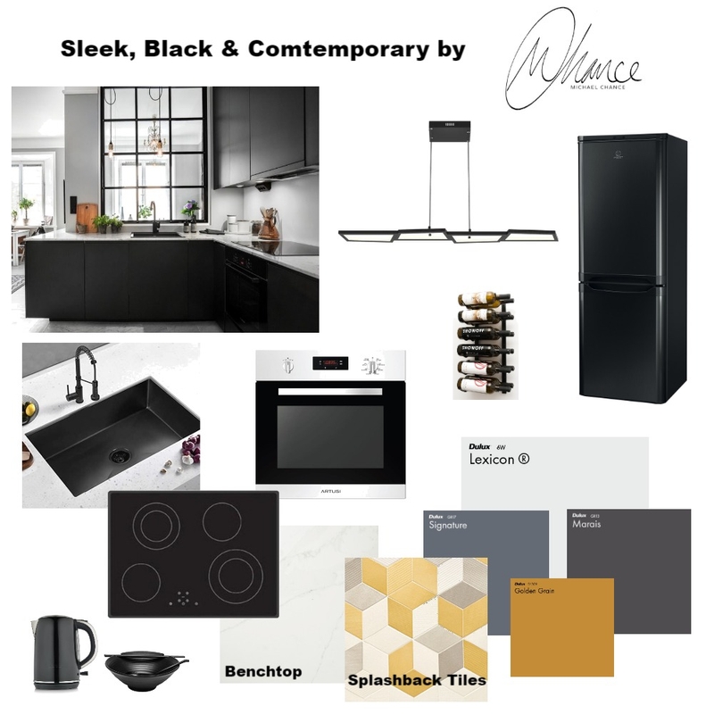 Sleek, Black and Contemporary Mood Board by Michael Chance Designs on Style Sourcebook