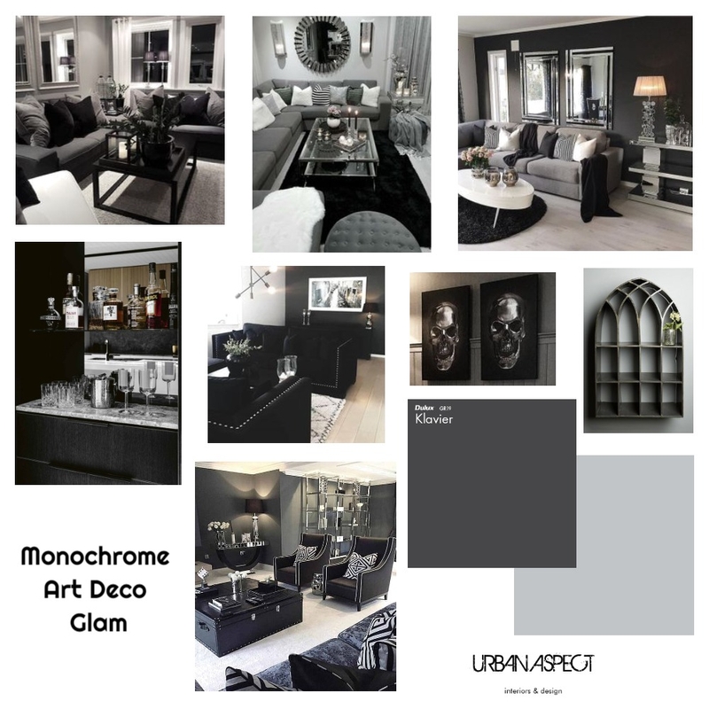 Monochrome Art Deco Glam Living Mood Board by Urban Aspect Build Planning & Interior Design on Style Sourcebook