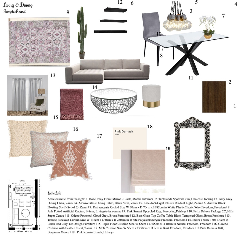 Living & Dining Sample Board Mood Board by ZainabElhaj on Style Sourcebook