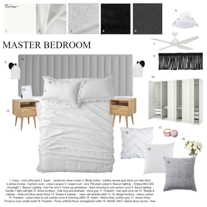 module 9 - master bedroom sample board Mood Board by Shaecarratello on Style Sourcebook