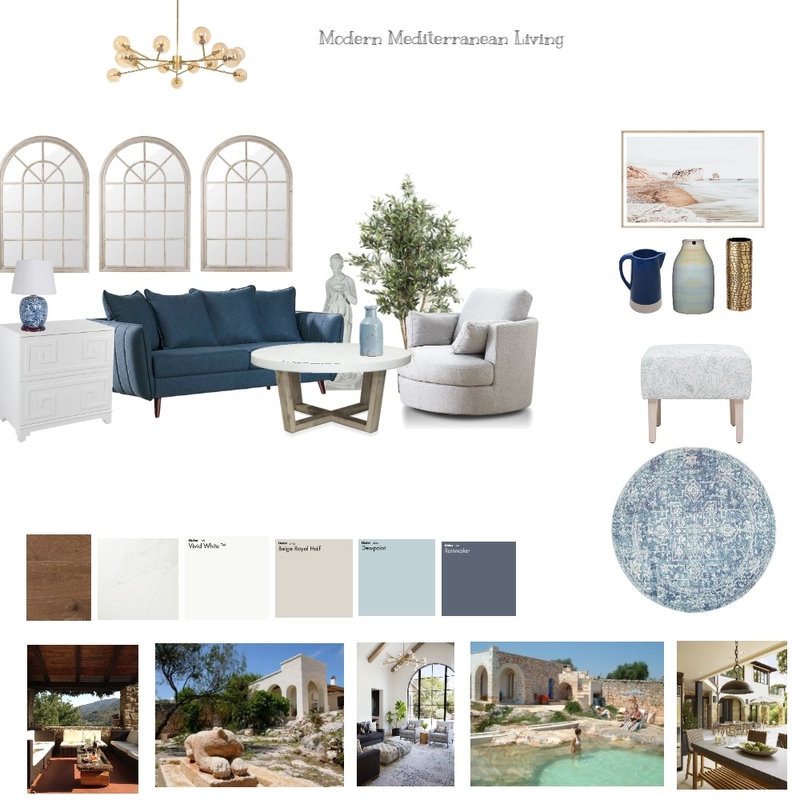 Modern Mediterranean Living Mood Board by Seal Interiors on Style Sourcebook