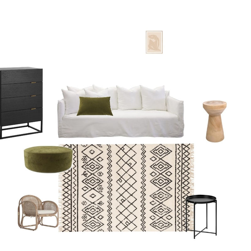 Living Area w Tribal Rug Mood Board by ekbennetts on Style Sourcebook